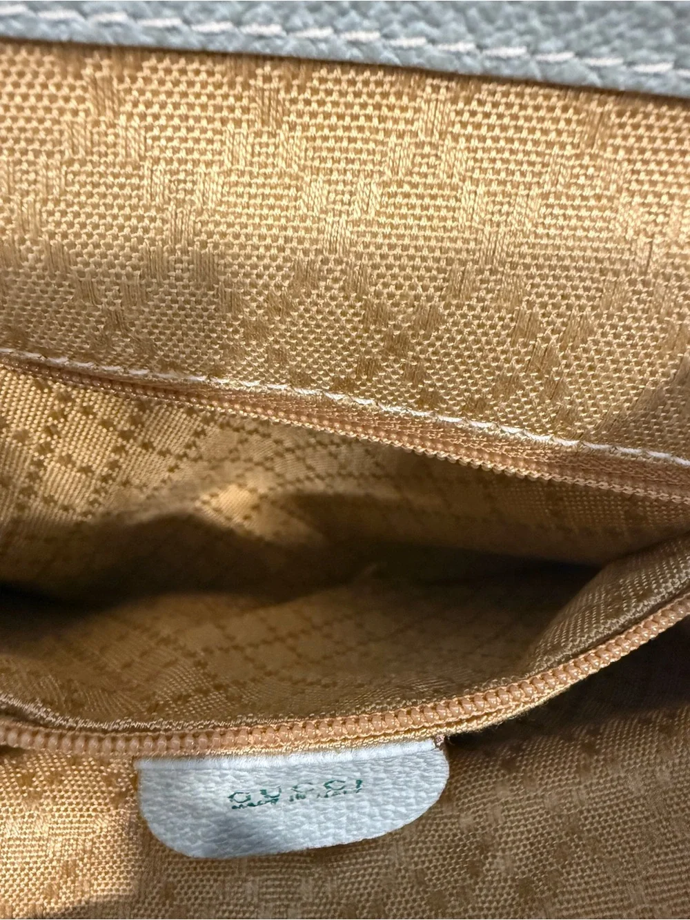 Gucci Light Blue Suede Bamboo Backpack